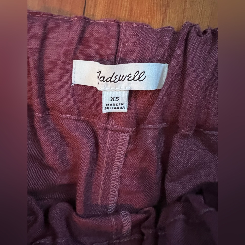 NWOT Madewell High Waist Linen Wide Leg Pant - Mulberry - XS - Picture 2 of 3